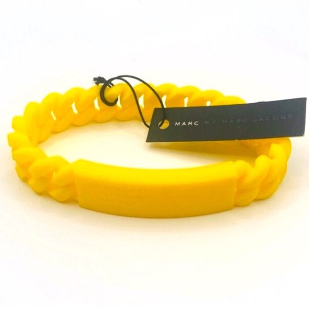 Marc By Marc Jacobs Yellow Standard Supply Braided Silicone Rubber Bracelet. New